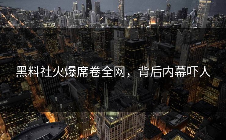 黑料社火爆席卷全网，背后内幕吓人