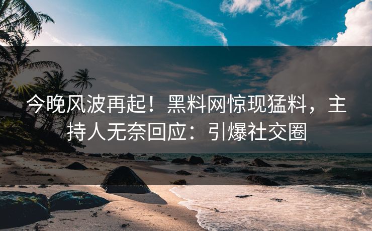 今晚风波再起！黑料网惊现猛料，主持人无奈回应：引爆社交圈
