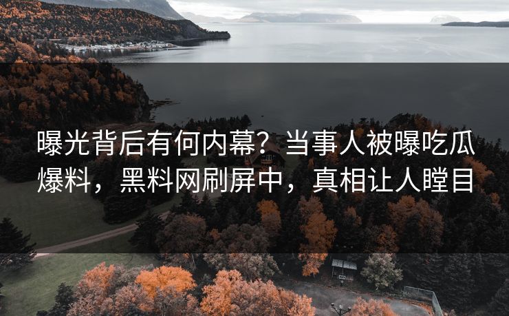 曝光背后有何内幕？当事人被曝吃瓜爆料，黑料网刷屏中，真相让人瞠目