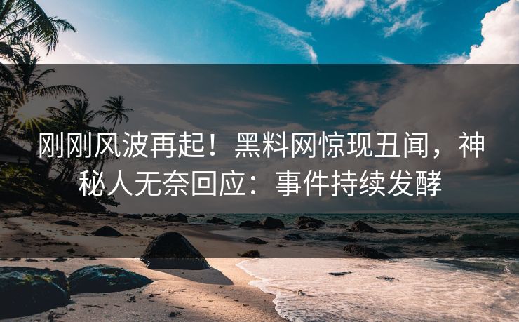 刚刚风波再起！黑料网惊现丑闻，神秘人无奈回应：事件持续发酵