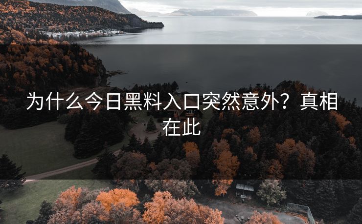 为什么今日黑料入口突然意外？真相在此