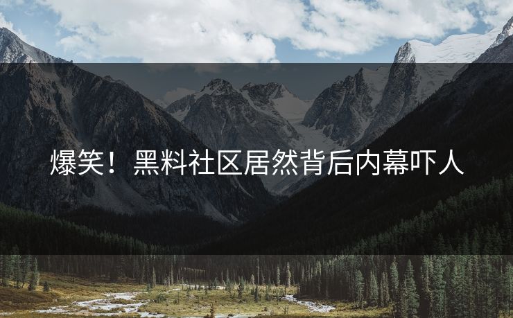 爆笑!黑料社区居然背后内幕吓人