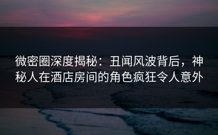 微密圈深度揭秘：丑闻风波背后，神秘人在酒店房间的角色疯狂令人意外