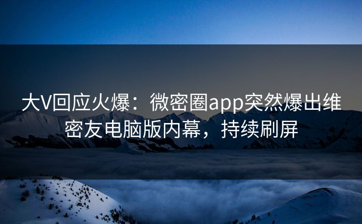 大V回应火爆：微密圈app突然爆出维密友电脑版内幕，持续刷屏