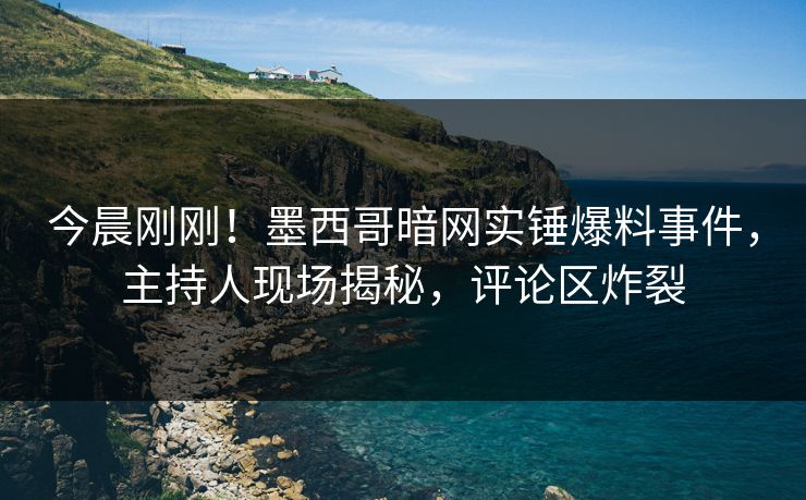 今晨刚刚！墨西哥暗网实锤爆料事件，主持人现场揭秘，评论区炸裂
