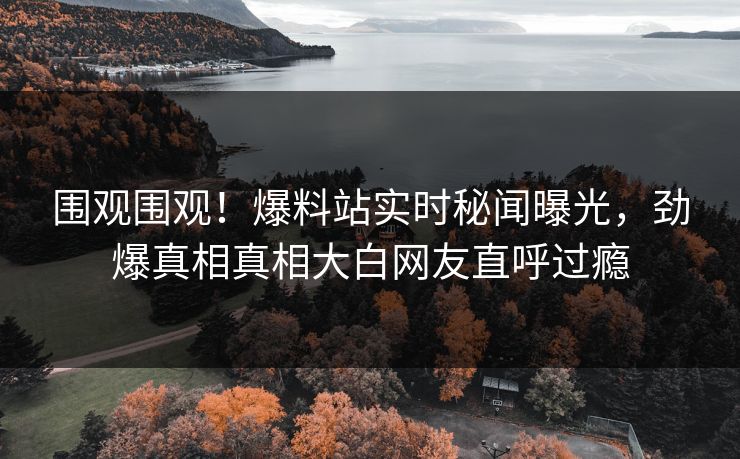 围观围观！爆料站实时秘闻曝光，劲爆真相真相大白网友直呼过瘾