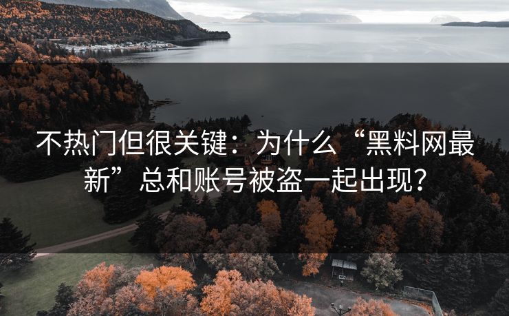 不热门但很关键：为什么“黑料网最新”总和账号被盗一起出现？