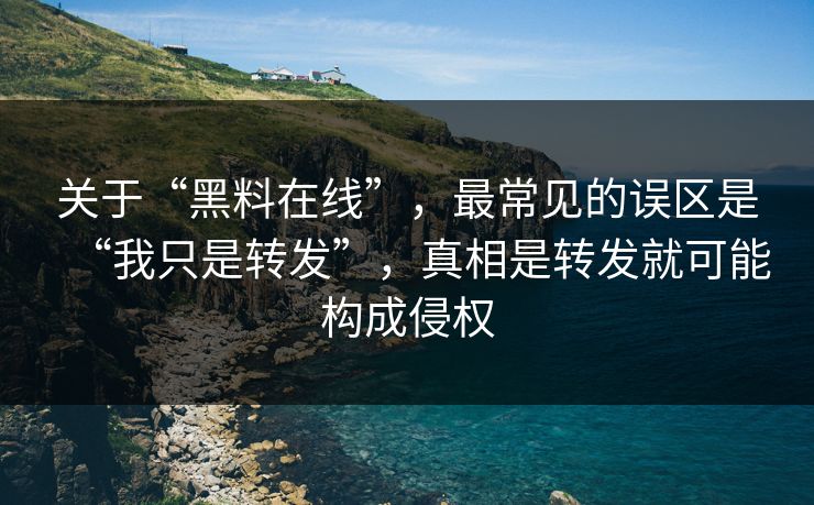 关于“黑料在线”，最常见的误区是“我只是转发”，真相是转发就可能构成侵权